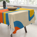 Mid Century Modern Copacetic Abstract Retro Orange Mustard Yellow Blue Tablecloth Gallery Image 3