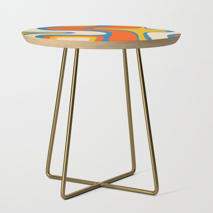 Mid Century Modern Copacetic Abstract Retro Orange Mustard Yellow Blue Side Table Gallery Image 1