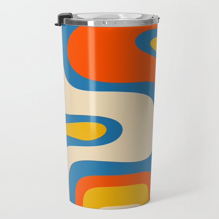 Mid Century Modern Copacetic Abstract Retro Orange Mustard Yellow Blue Travel Mug Gallery Image 3