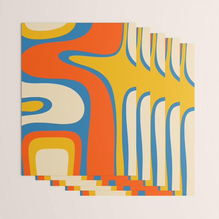 Mid Century Modern Copacetic Abstract Retro Orange Mustard Yellow Blue Wrapping Paper Gallery Image 3