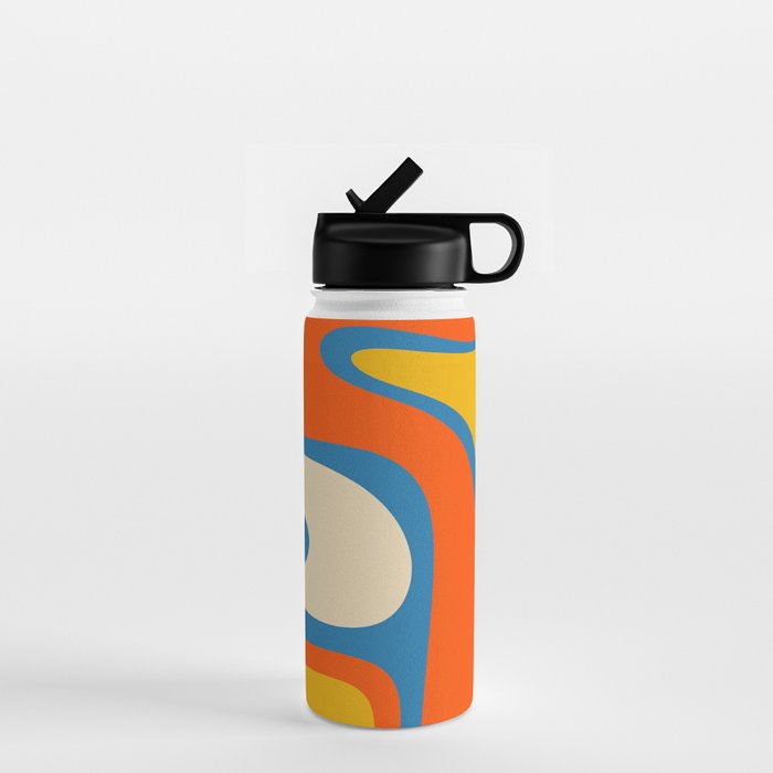 Mid Century Modern Copacetic Abstract Retro Orange Mustard Yellow Blue Water Bottle Gallery Image 1