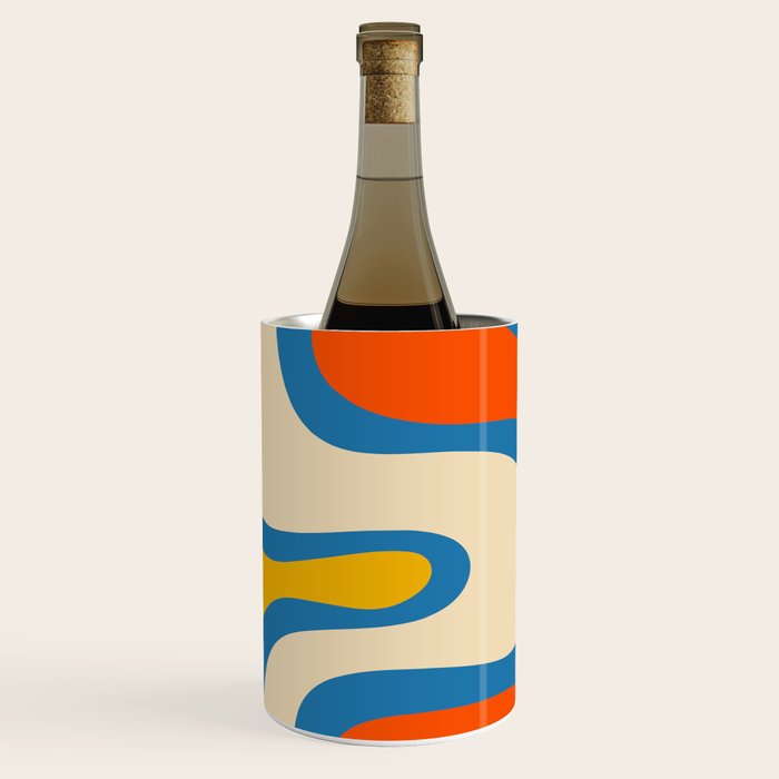 Mid Century Modern Copacetic Abstract Retro Orange Mustard Yellow Blue Wine Chiller Gallery Image 2