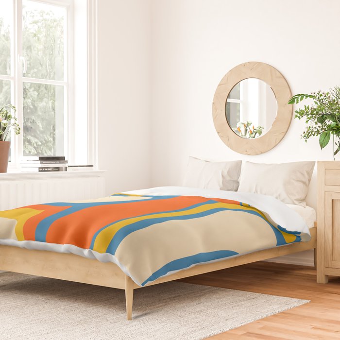 Mid Century Modern Copacetic Abstract Retro Orange Mustard Yellow Blue Duvet Cover Gallery Image 2