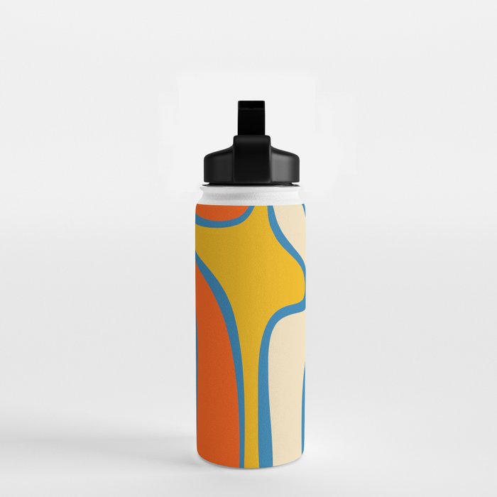Mid Century Modern Copacetic Abstract Retro Orange Mustard Yellow Blue Water Bottle Gallery Image 2