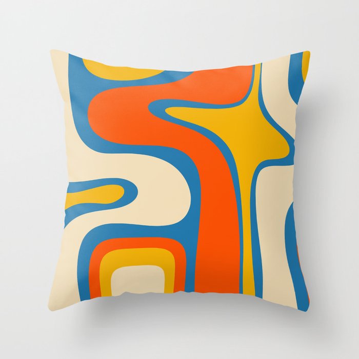 Mid Century Modern Copacetic Abstract Retro Orange Mustard Yellow Blue Throw Pillow Gallery Image 6