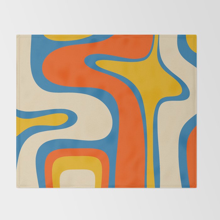 Mid Century Modern Copacetic Abstract Retro Orange Mustard Yellow Blue Throw Blanket Gallery Image 2