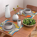 Mid Century Modern Copacetic Abstract Retro Orange Mustard Yellow Blue Placemat Gallery Image 2