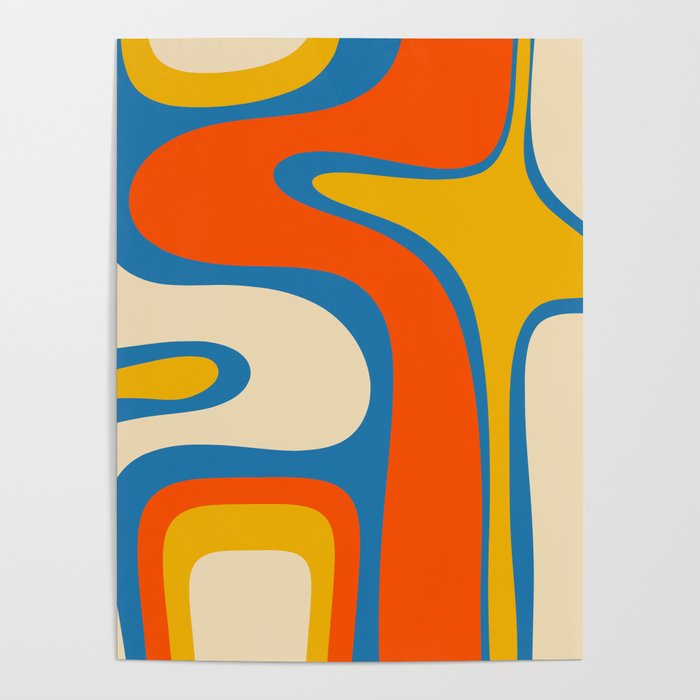 Mid Century Modern Copacetic Abstract Retro Orange Mustard Yellow Blue Poster Gallery Image 1