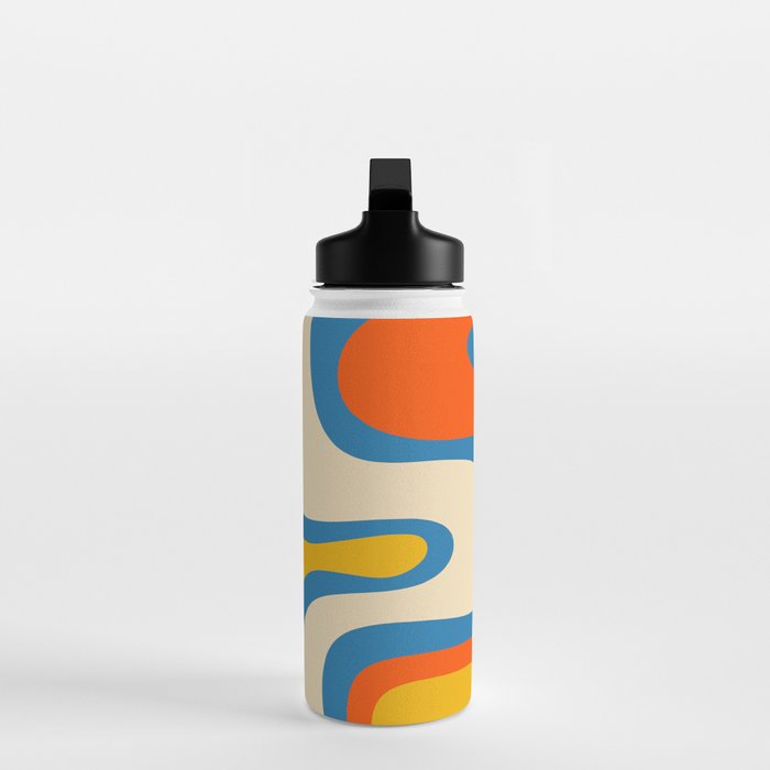 Mid Century Modern Copacetic Abstract Retro Orange Mustard Yellow Blue Water Bottle Gallery Image 3