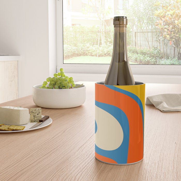 Mid Century Modern Copacetic Abstract Retro Orange Mustard Yellow Blue Wine Chiller Gallery Image 4