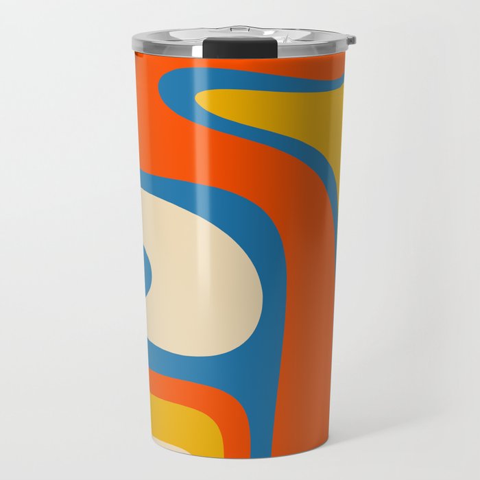 Mid Century Modern Copacetic Abstract Retro Orange Mustard Yellow Blue Travel Mug Gallery Image 1