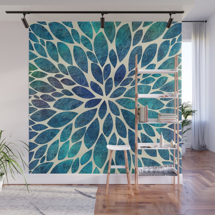 Petal Burst - Turquoise Wall Mural Gallery Image 1