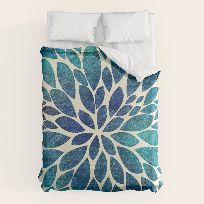 Petal Burst - Turquoise Duvet Cover