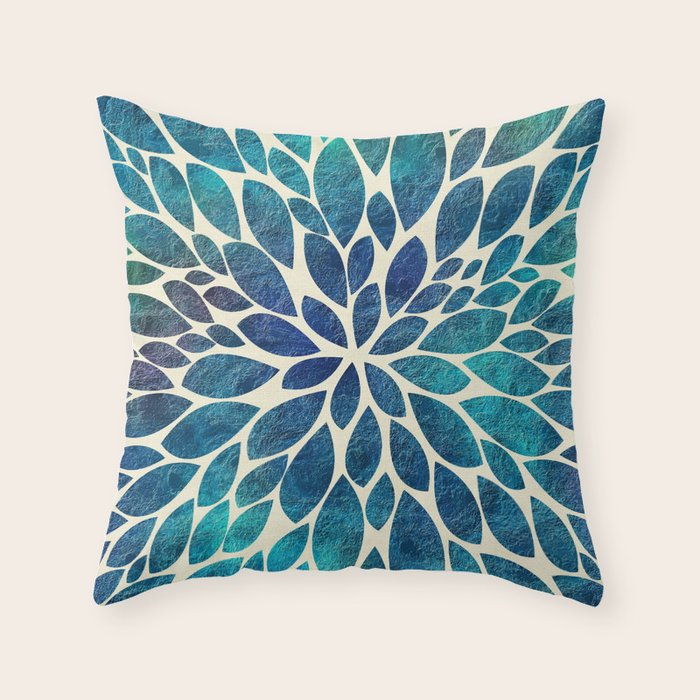 Petal Burst - Turquoise Throw Pillow Gallery Image 6