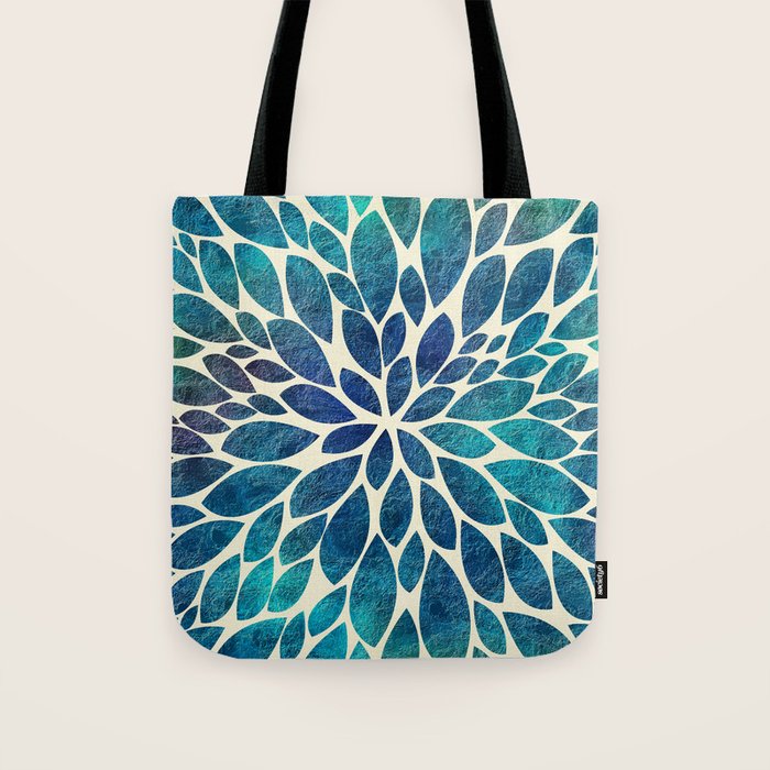 Petal Burst - Turquoise Tote Bag Gallery Image 1