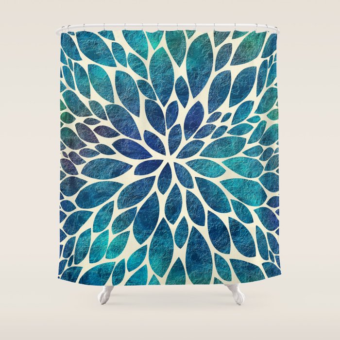 Petal Burst - Turquoise Shower Curtain Gallery Image 1