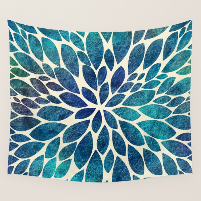 Petal Burst - Turquoise Wall Tapestry Gallery Image 1
