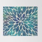 Petal Burst - Turquoise Throw Blanket Gallery Image 2