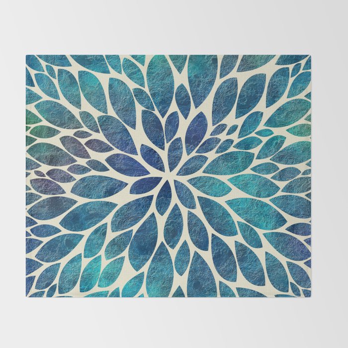 Petal Burst - Turquoise Throw Blanket Gallery Image 2