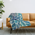 Petal Burst - Turquoise Throw Blanket Gallery Image 1