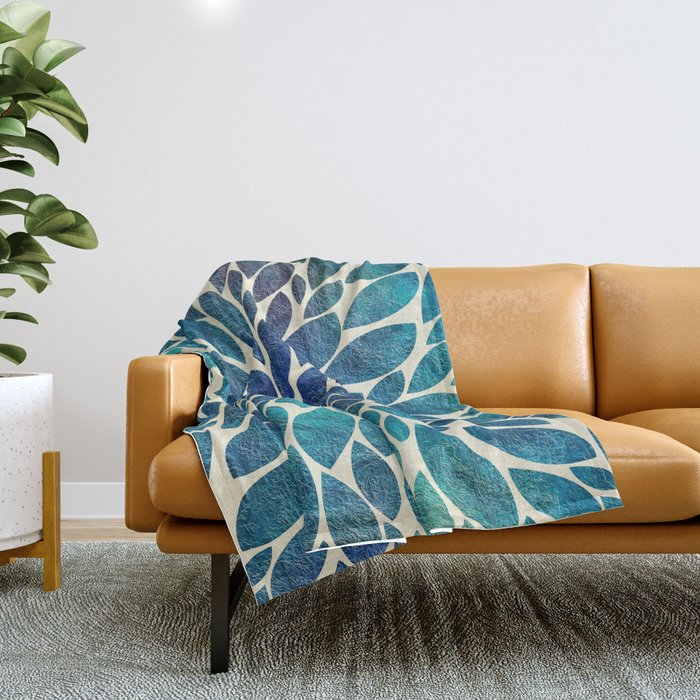 Petal Burst - Turquoise Throw Blanket Gallery Image 1