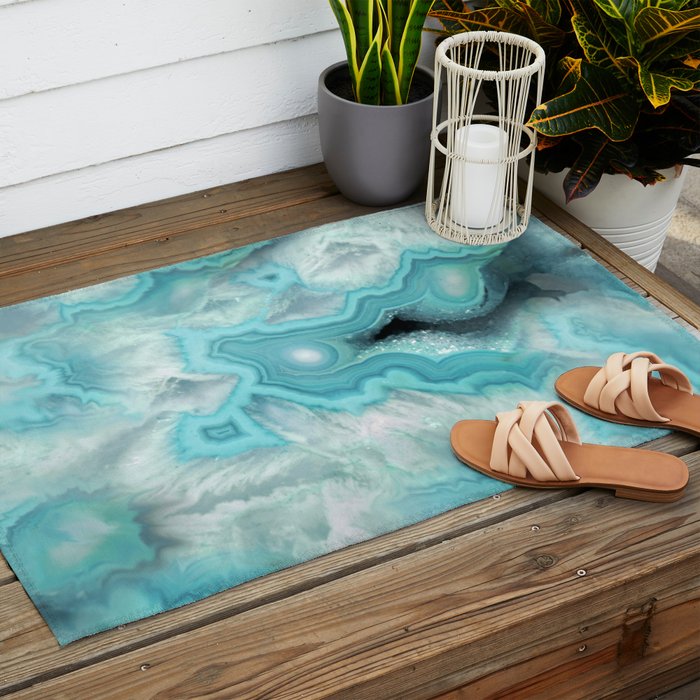 Aqua Sea Stone Outdoor Rug Gallery Image 2