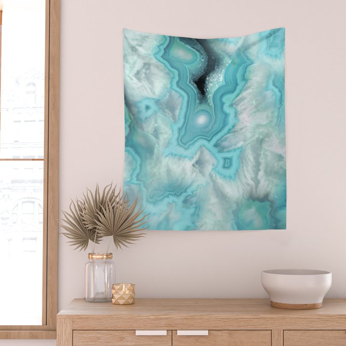 Aqua Sea Stone Wall Tapestry Gallery Image 2