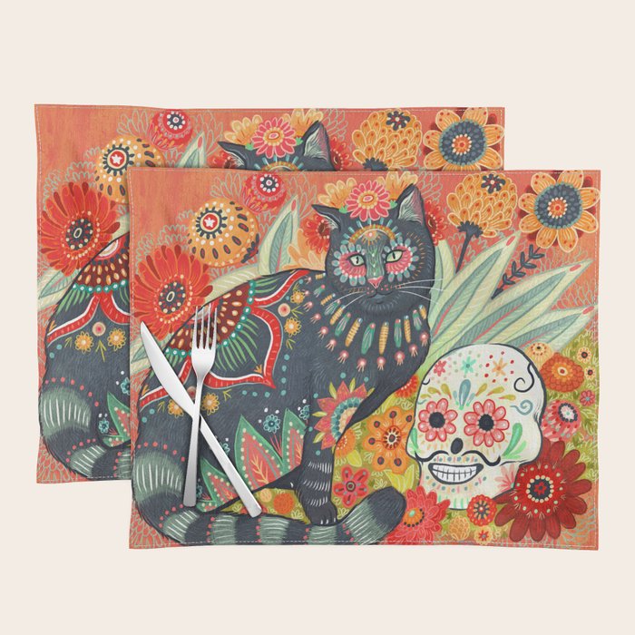 Dia De Los Muertos Cat Placemat Gallery Image 1