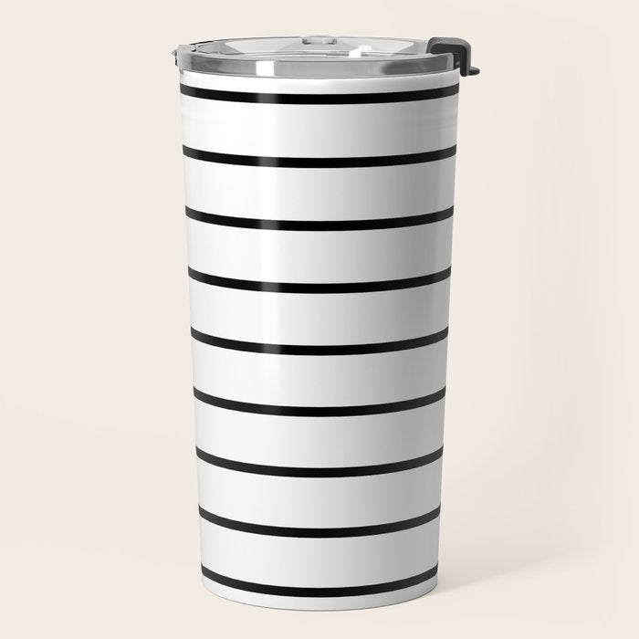 Minimalist Line Stripes Black And White Stripe Nautical Lines Drawing Travel Mug Gallery Image 2
