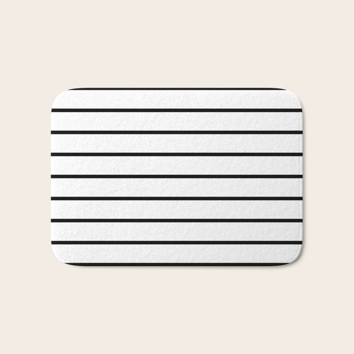 Minimalist Line Stripes Black And White Stripe Nautical Lines Drawing Bath Mat Gallery Image 1