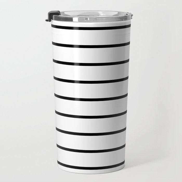 Minimalist Line Stripes Black And White Stripe Nautical Lines Drawing Travel Mug Gallery Image 3