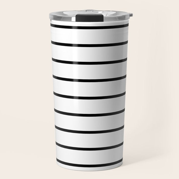 Minimalist Line Stripes Black And White Stripe Nautical Lines Drawing Travel Mug Gallery Image 1