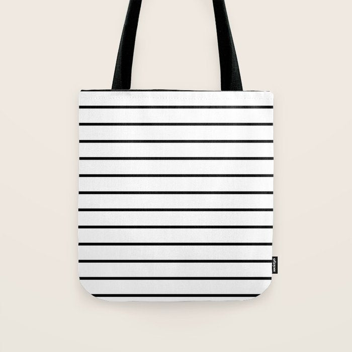 Minimalist Line Stripes Black And White Stripe Nautical Lines Drawing Tote Bag Gallery Image 1