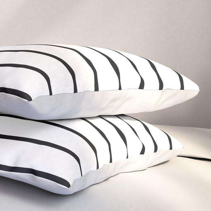Minimalist Line Stripes Black And White Stripe Nautical Lines Drawing Pillow Sham Gallery Image 3