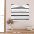 Minimalist Line Stripes Black And White Stripe Nautical Lines Drawing Wall Tapestry Gallery Image 2