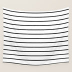 Minimalist Line Stripes Black And White Stripe Nautical Lines Drawing Wall Tapestry Gallery Image 4
