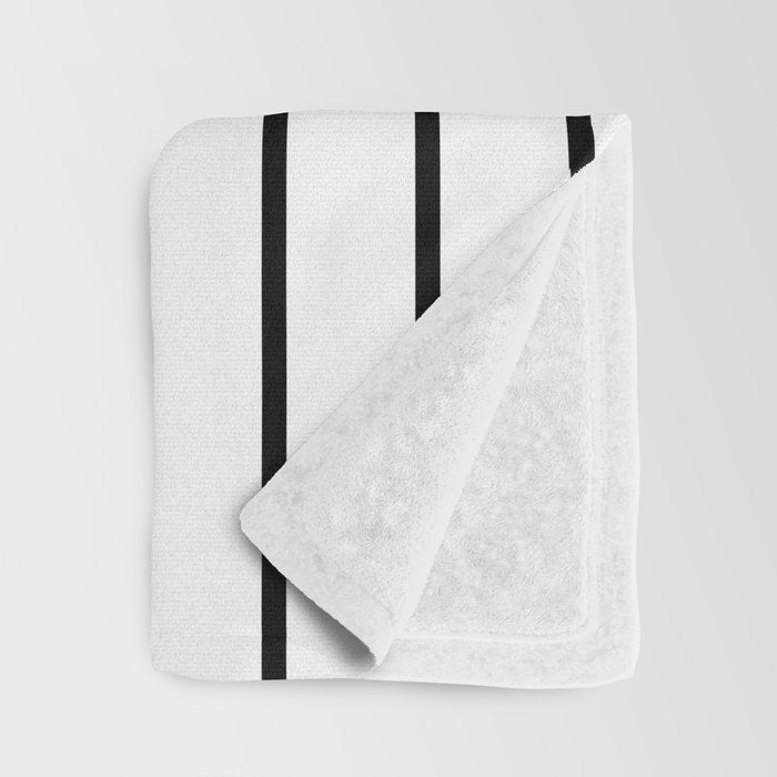 Minimalist Line Stripes Black And White Stripe Nautical Lines Drawing Throw Blanket Gallery Image 3