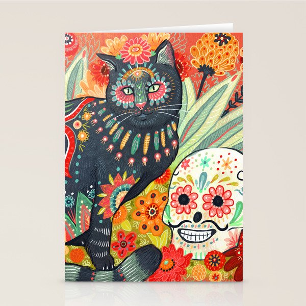 Dia De Los Muertos Cat Stationery Card Gallery Image 2