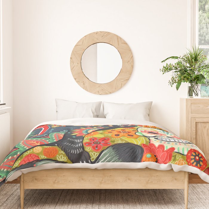 Dia De Los Muertos Cat Duvet Cover Gallery Image 3