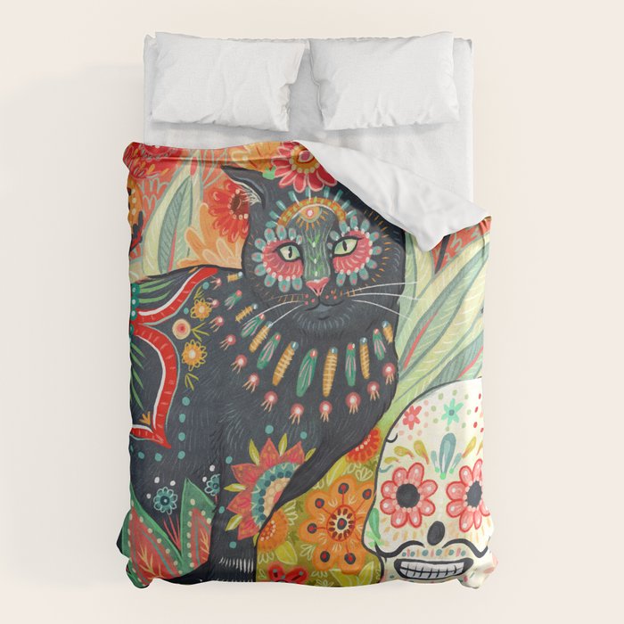 Dia De Los Muertos Cat Duvet Cover Gallery Image 6