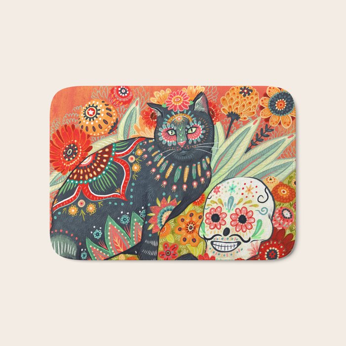 Dia De Los Muertos Cat Bath Mat Gallery Image 1