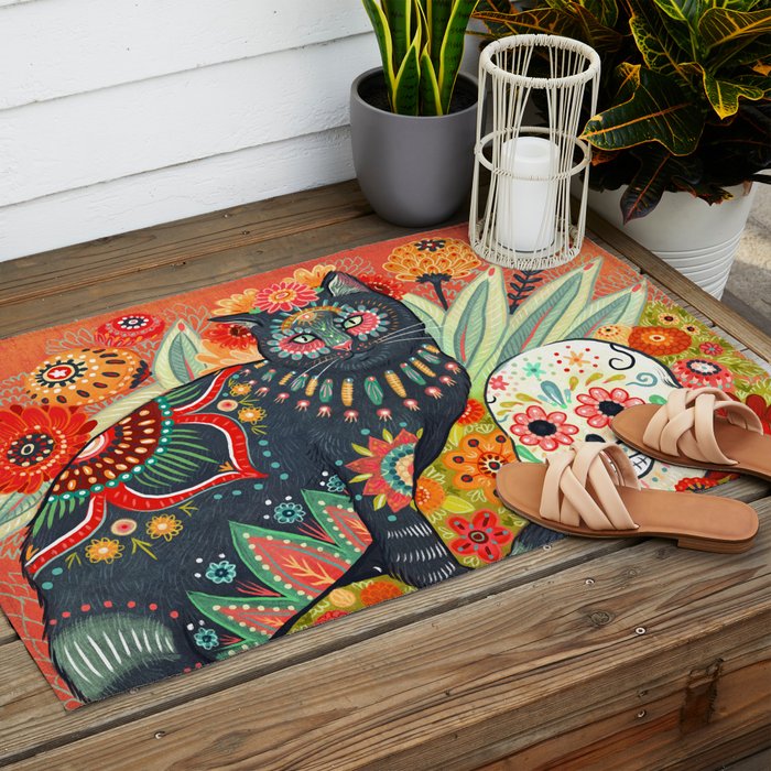 Dia De Los Muertos Cat Outdoor Rug Gallery Image 2