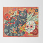 Dia De Los Muertos Cat Throw Blanket Gallery Image 2
