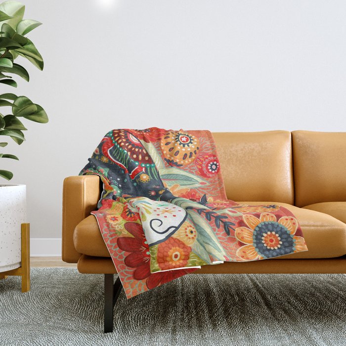 Dia De Los Muertos Cat Throw Blanket Gallery Image 1