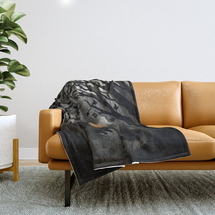 A Quiet Spooky Spot (Book Reading Monster) Throw Blanket Gallery Image 1