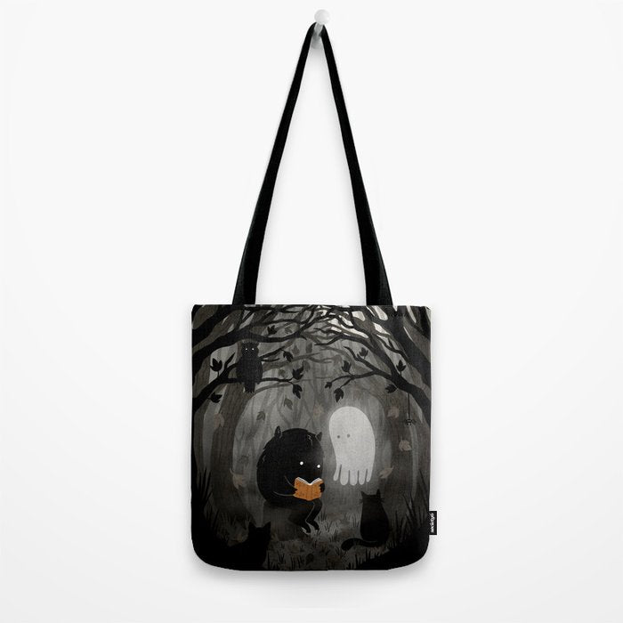 A Quiet Spooky Spot (Book Reading Monster) Tote Bag Gallery Image 2