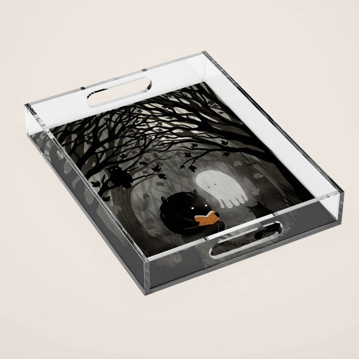 A Quiet Spooky Spot (Book Reading Monster) Acrylic Tray Gallery Image 1