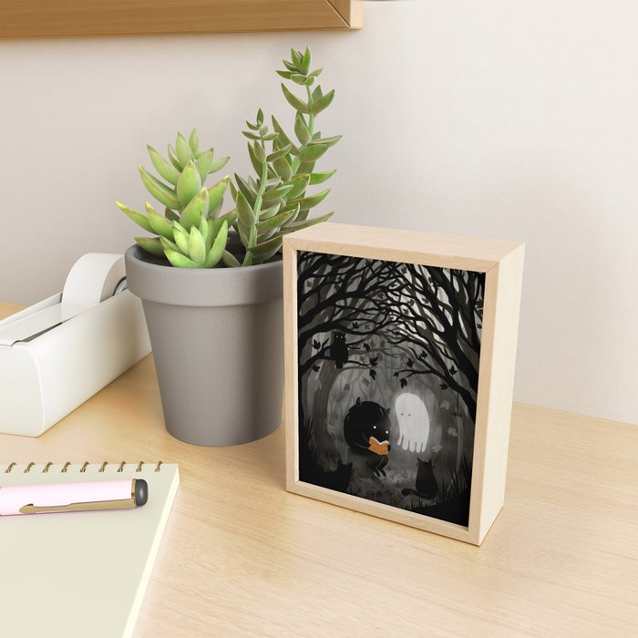 A Quiet Spooky Spot (Book Reading Monster) Mini Art Print Gallery Image 2