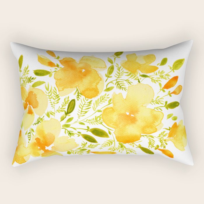 Watercolor California poppies (Quad set, #1) Rectangular Pillow Gallery Image 1