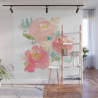 Watercolor Peonies Summer Bouquet Wall Mural Gallery Image 1